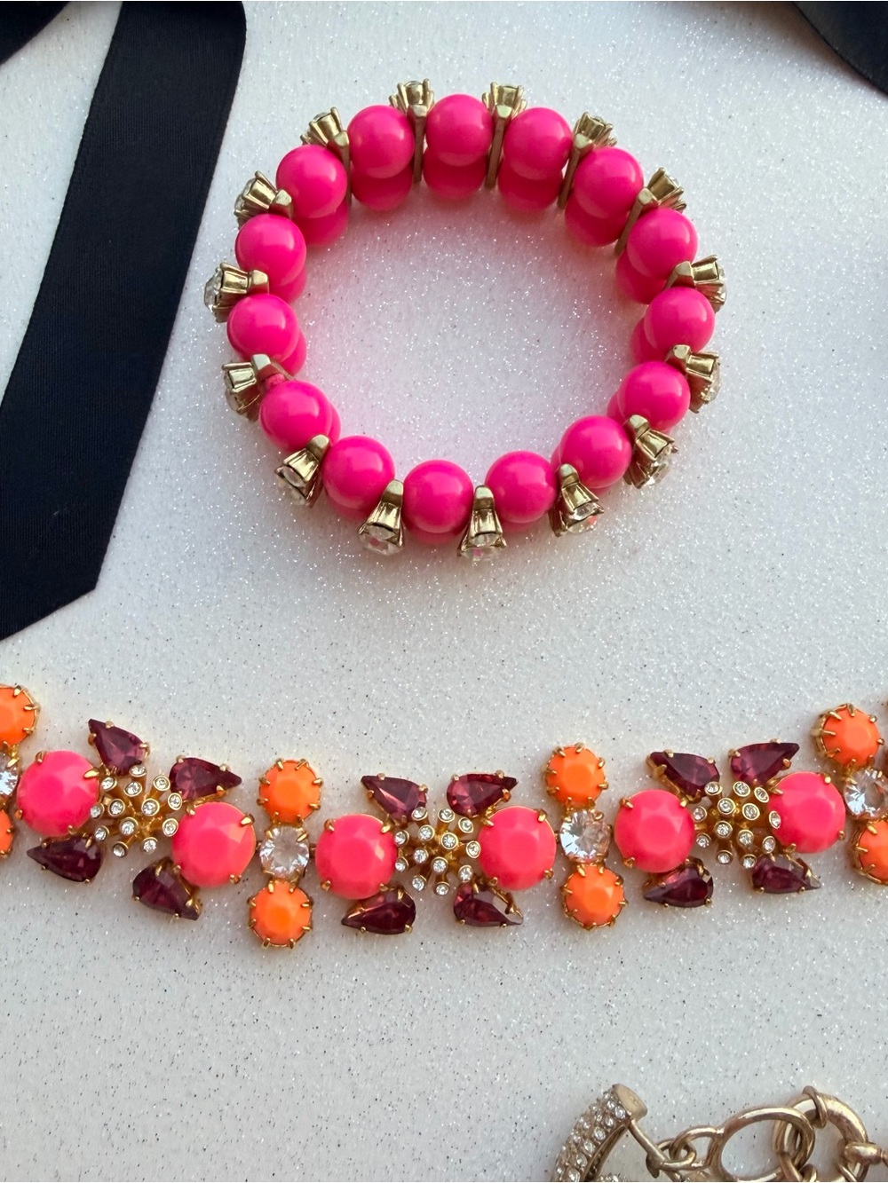 J. Crew/Madewell Accessory/Jewelry LOT: Hair Clip, Necklace, Bracelet Bow Neon - Picture 3 of 9